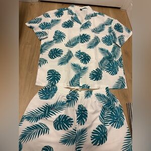 Manfinity Top Shorts Set Mens XXL Tropical Floral Hawaiian Beach